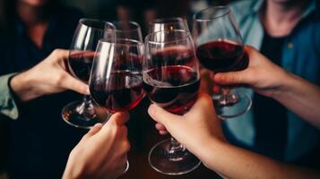 People's hands are minted with glasses of wine Illustration photo