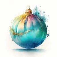 Watercolor Christmas ball decoration. Illustration photo