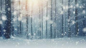 Winter Christmas Forest Background. Illustration AI Generative photo