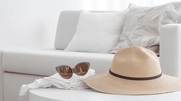 Fashion sunglasses and hat. Illustration photo