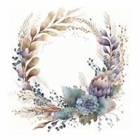 Watercolor wedding flower wreath. Illustration photo