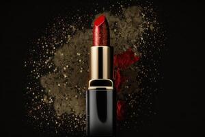 Red luxury lipstick. Illustration photo