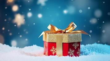 Christmas background with gift box. Illustration photo