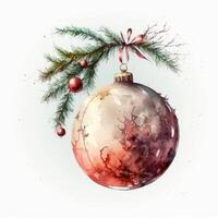 Watercolor Christmas ball decoration. Illustration photo