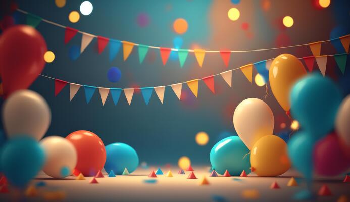 Premium AI Image  Colorful birthday decorations and streamers background  created with generative ai