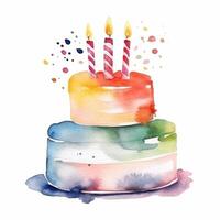 Watercolor Birthday Cake. Illustration photo