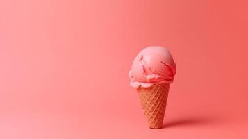 Ice cream on minimalist background. Illustration AI Generative photo
