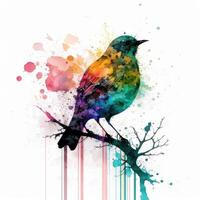 Watercolor colorful bird. Illustration photo