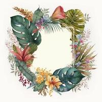 Watercolor tropical leaves. Illustration photo