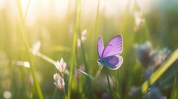 Natural background with butterfly on field. Illustration photo