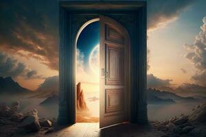 Door to Heaven. Illustration AI Generative photo