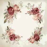 Watercolor floral wedding frame. Illustration AI Generative photo