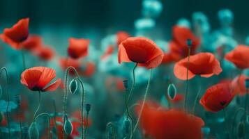 Red poppies background. Illustration photo