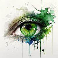 Watercolor green eye. Illustration photo