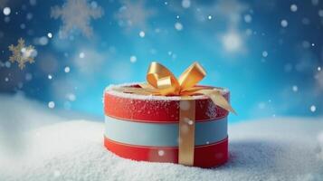 Christmas background with gift box. Illustration photo