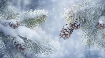 Winter Christmas background with Fir and snow. Illustration photo