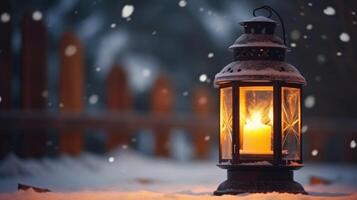 Winter background with Lantern. Illustration photo