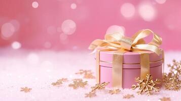 Pink Christmas gift background. Illustration photo