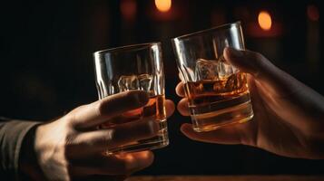 People's hands are minted with glasses of whiskey Illustration photo