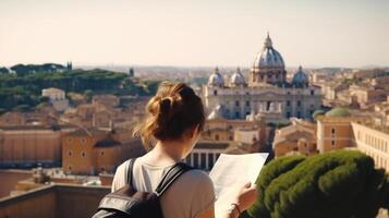 Tourist in Rome. Illustration AI Generative photo