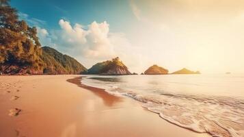 romántico playa tropical antecedentes ilustración ai generativo foto
