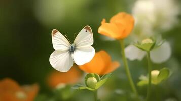 anémona flor con mariposa. ilustración ai generativo foto