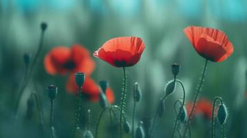 Red poppies background. Illustration photo