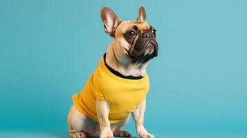 Cute dog in t-shirt. Illustration photo