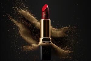 Red luxury lipstick. Illustration photo