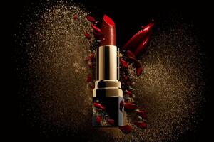Red luxury lipstick. Illustration AI Generative photo