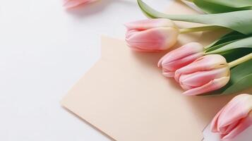 Pink tulips background. Illustration photo