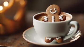 Gingerbread cookie with cappuccino. Illustration photo