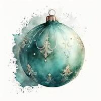 Watercolor Christmas ball decoration. Illustration photo