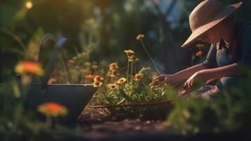 jardinería antecedentes. ilustración ai generativo foto