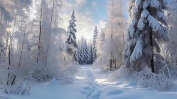 invierno Navidad bosque antecedentes. ilustración ai generativo foto