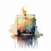 Watercolor candle. Illustration photo