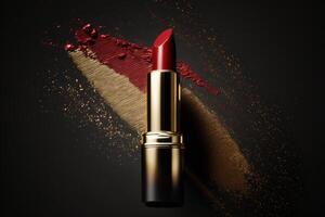 Red luxury lipstick. Illustration photo