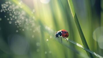 Red ladybug background. Illustration AI Generative photo