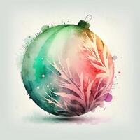 Watercolor Christmas ball decoration. Illustration photo