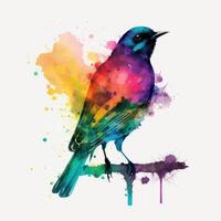 Watercolor colorful bird. Illustration photo