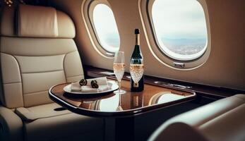 Luxury Jet Interior. Illustration AI Generative photo