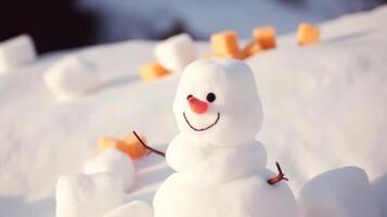 Snowman winter background. Illustration photo