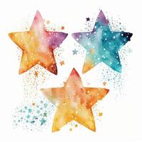 Watercolor colorful stars. Illustration photo