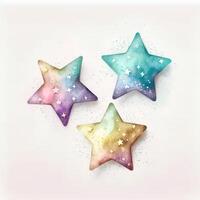 Watercolor colorful stars. Illustration photo