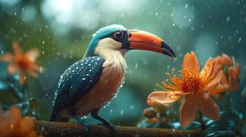 Toucan magic background. Illustration photo