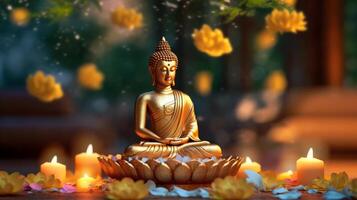Buddha Purnima background. Illustration AI Generative photo