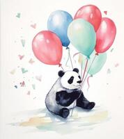 Watercolor painted birthday card. Illustration photo