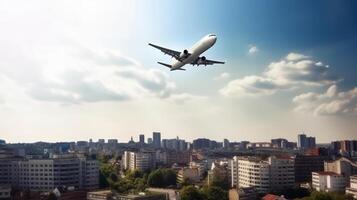 Airplane in sky background. Illustration photo