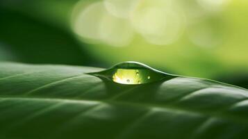 verde hoja con agua soltar ilustración ai generativo foto