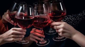 People's hands are minted with glasses of wine Illustration photo